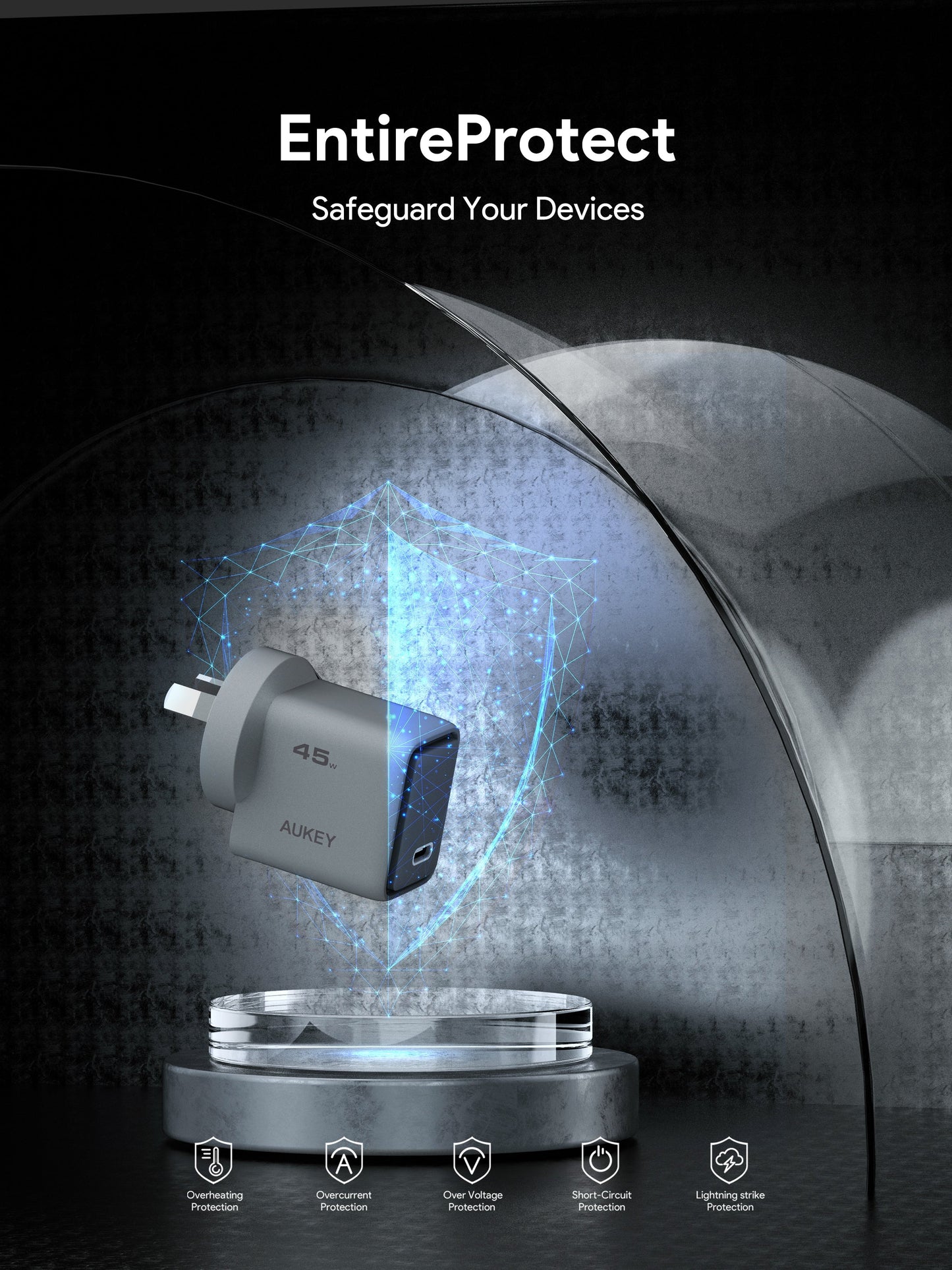 Aukey Comet 45W PD Fast Wall Charger GaN USB-C (PA-C2) Tristar Online
