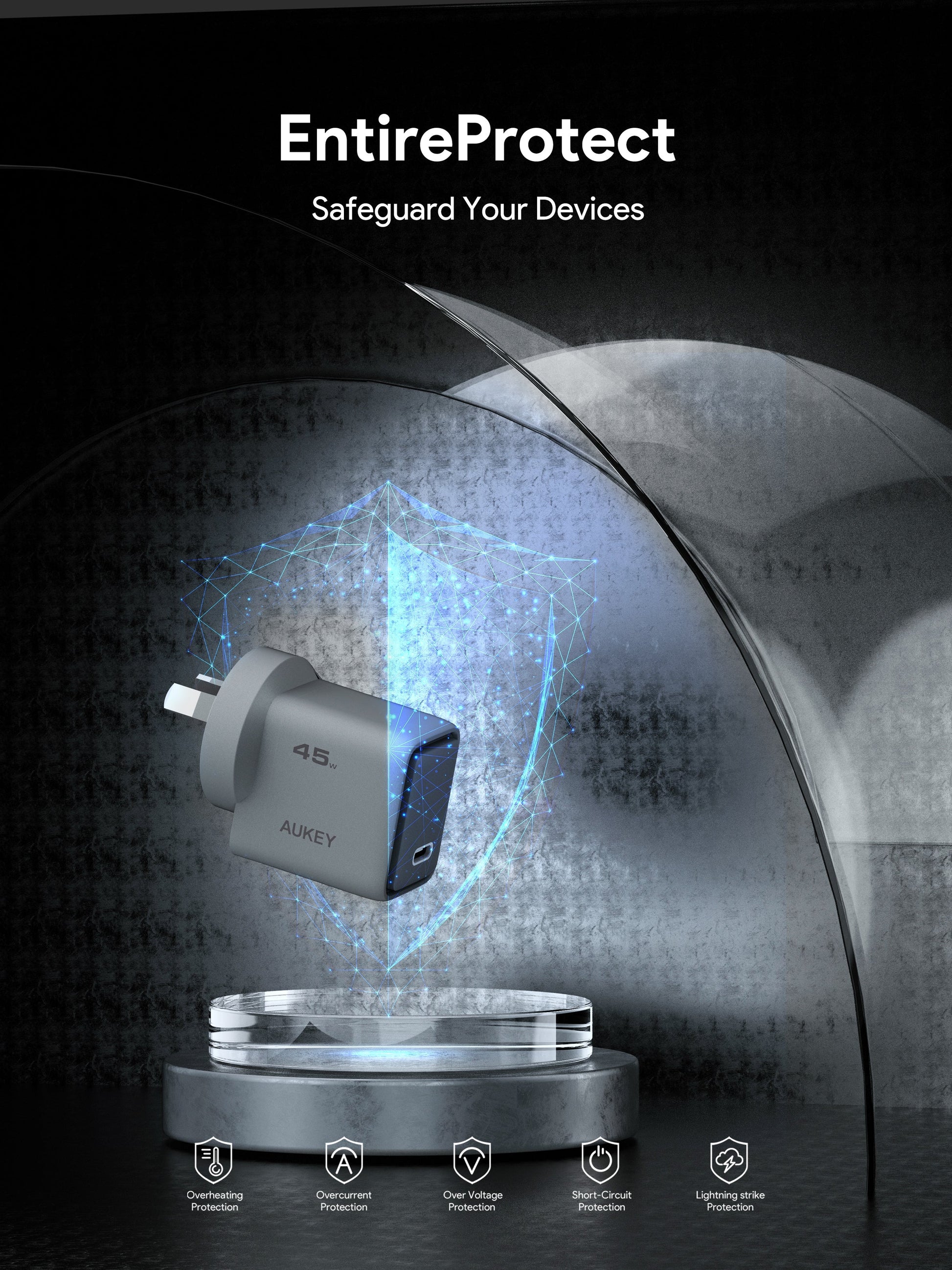 Aukey Comet 45W PD Fast Wall Charger GaN USB-C (PA-C2) Tristar Online