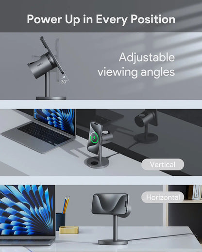 Aukey MagFusion 3-in-1 Pro Qi2 Magnetic Fast Wireless Charging Station with Active Cooling (LC-MC311A) Tristar Online