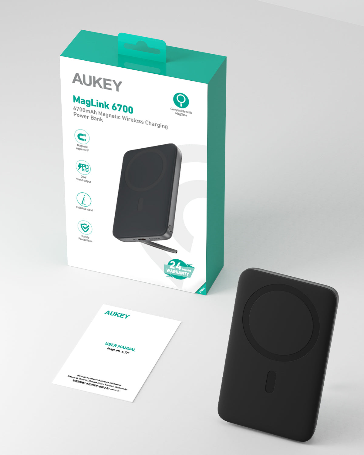 Aukey MagLinnk 6700mAh Magnetic Wireless Charging Power Bank (PB-MS01) Tristar Online