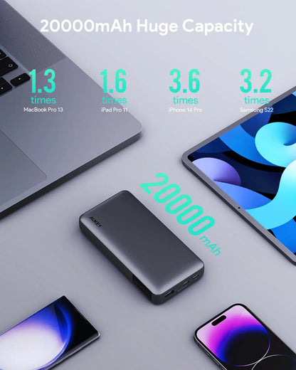 Aukey Sprint X 20K 30W 20000mAh Portable Power Bank with PD3.0 (PB-Y42) Tristar Online