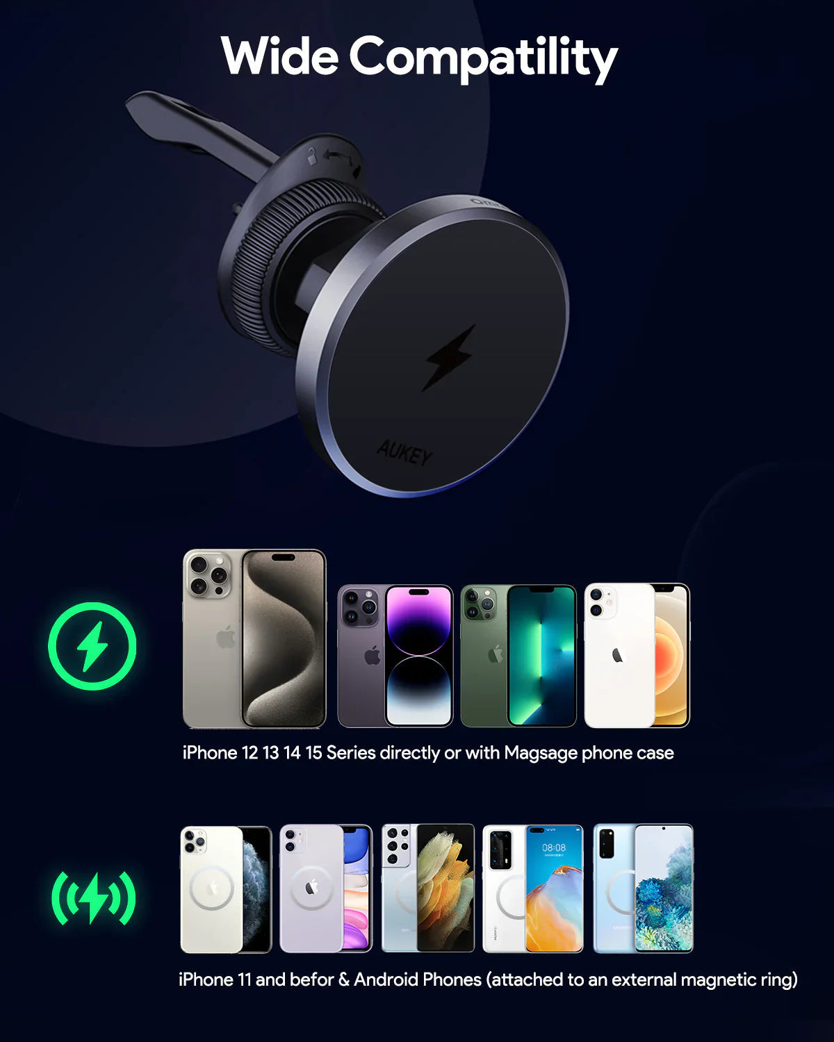 Aukey MagLink Dash Magnetic Fast Wireless Charging Phone Mount (HD-MC13) Tristar Online