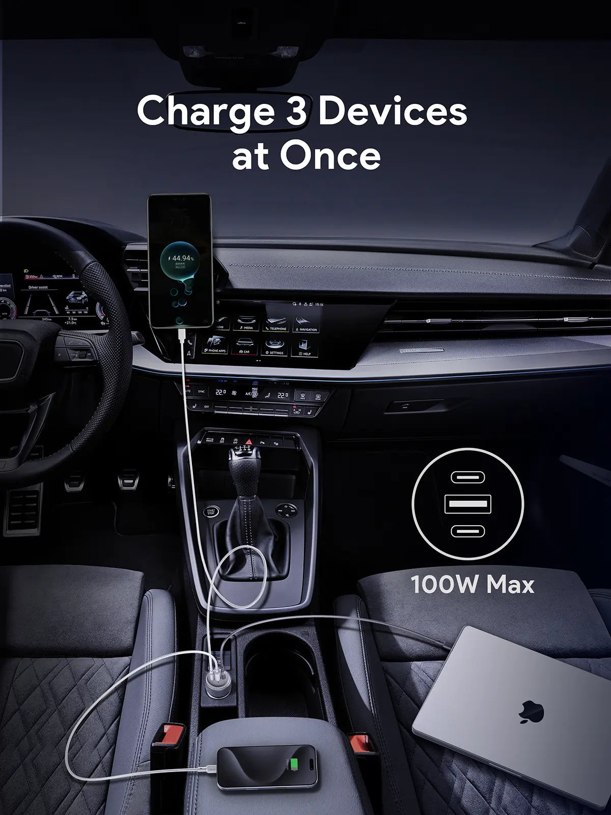 Aukey Pathfinder Mix 3 66W Fast Charging Car Charger (CC-P1) Tristar Online