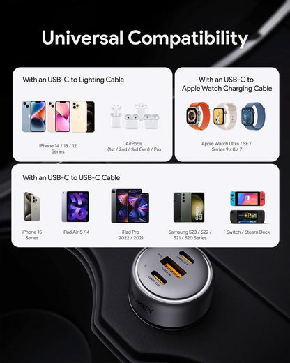 Aukey Pathfinder Mix 3 100W Fast Charging Car Charger 100W (CC-P3) Tristar Online