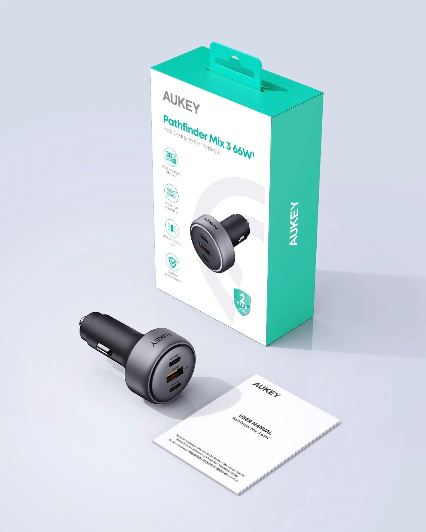 Aukey Pathfinder Mix 3 100W Fast Charging Car Charger 100W (CC-P3) Tristar Online