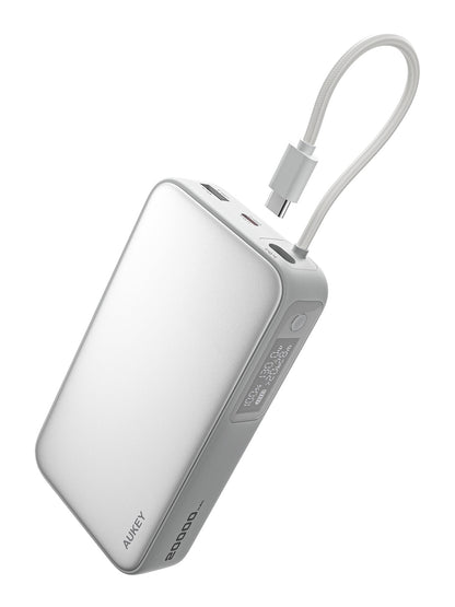 Aukey Spark Sling 20000 Compact Fast Charging Power Bank with Built-in USB-C Cable (PB-Y48) Tristar Online