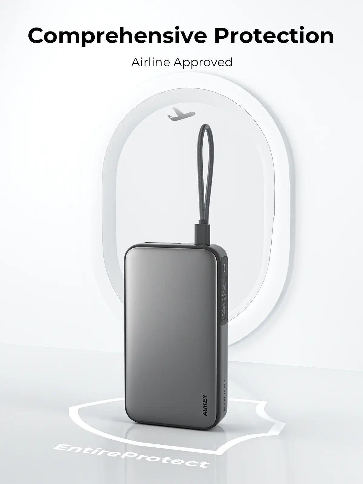 Aukey Spark Sling 20000 Compact Fast Charging Power Bank with Built-in USB-C Cable (PB-Y48) Tristar Online