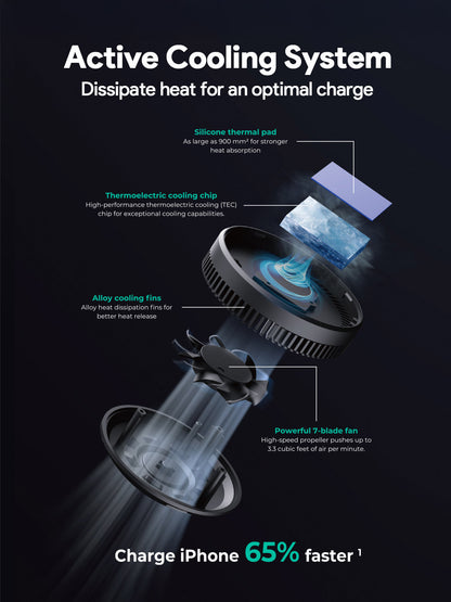 Aukey MagFusion Dash Pro Qi2 Magnetic Fast Wireless Charging Phone Mount with Active Cooling (HD-MC13A) Tristar Online