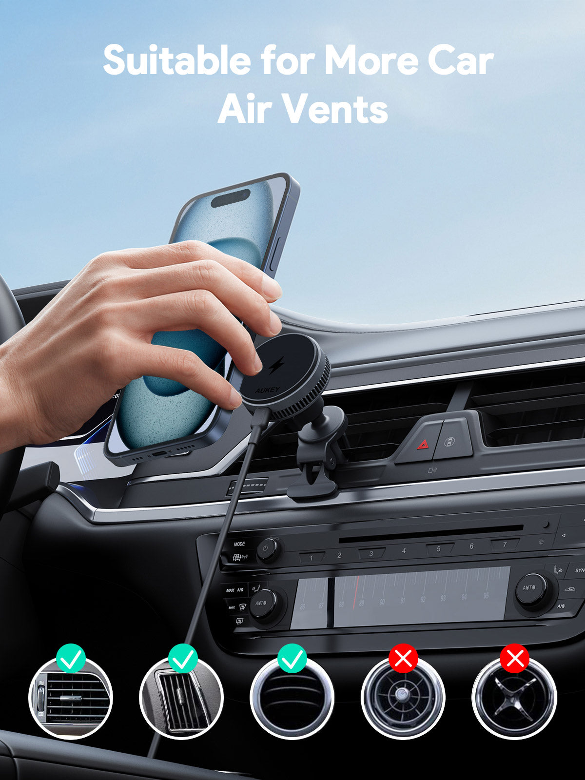 Aukey MagFusion Dash Pro Qi2 Magnetic Fast Wireless Charging Phone Mount with Active Cooling (HD-MC13A) Tristar Online