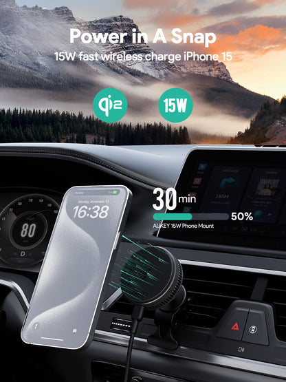 Aukey MagFusion Dash Pro Qi2 Magnetic Fast Wireless Charging Phone Mount with Active Cooling (HD-MC13A) Tristar Online