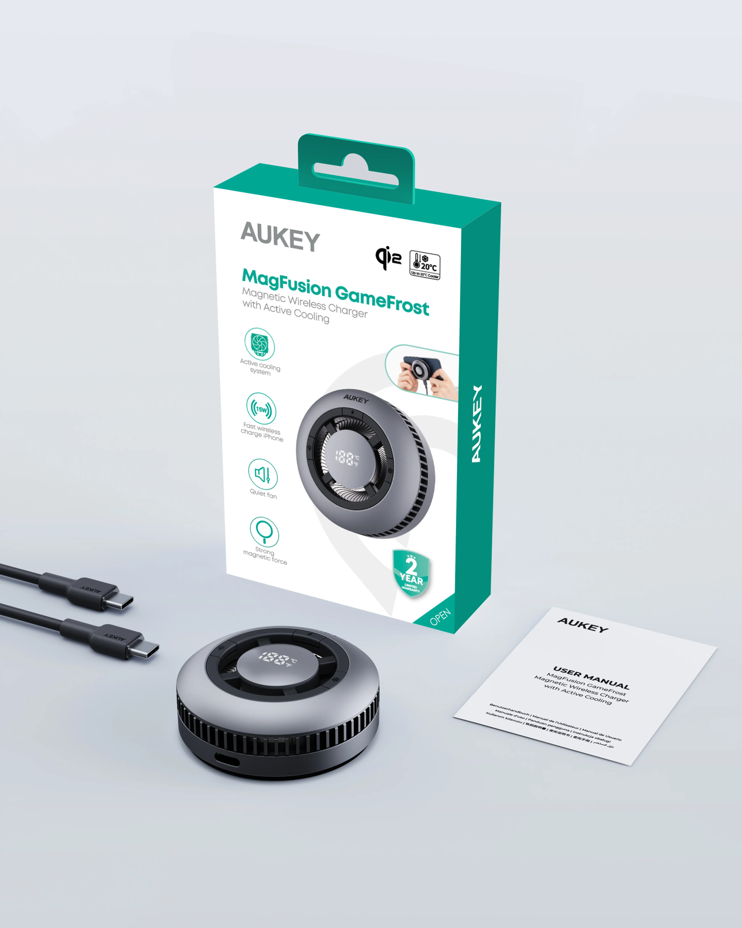 Aukey Magfusion GameFrost Magnetic Wireless Charger with Active Cooling (LC-G10) Tristar Online