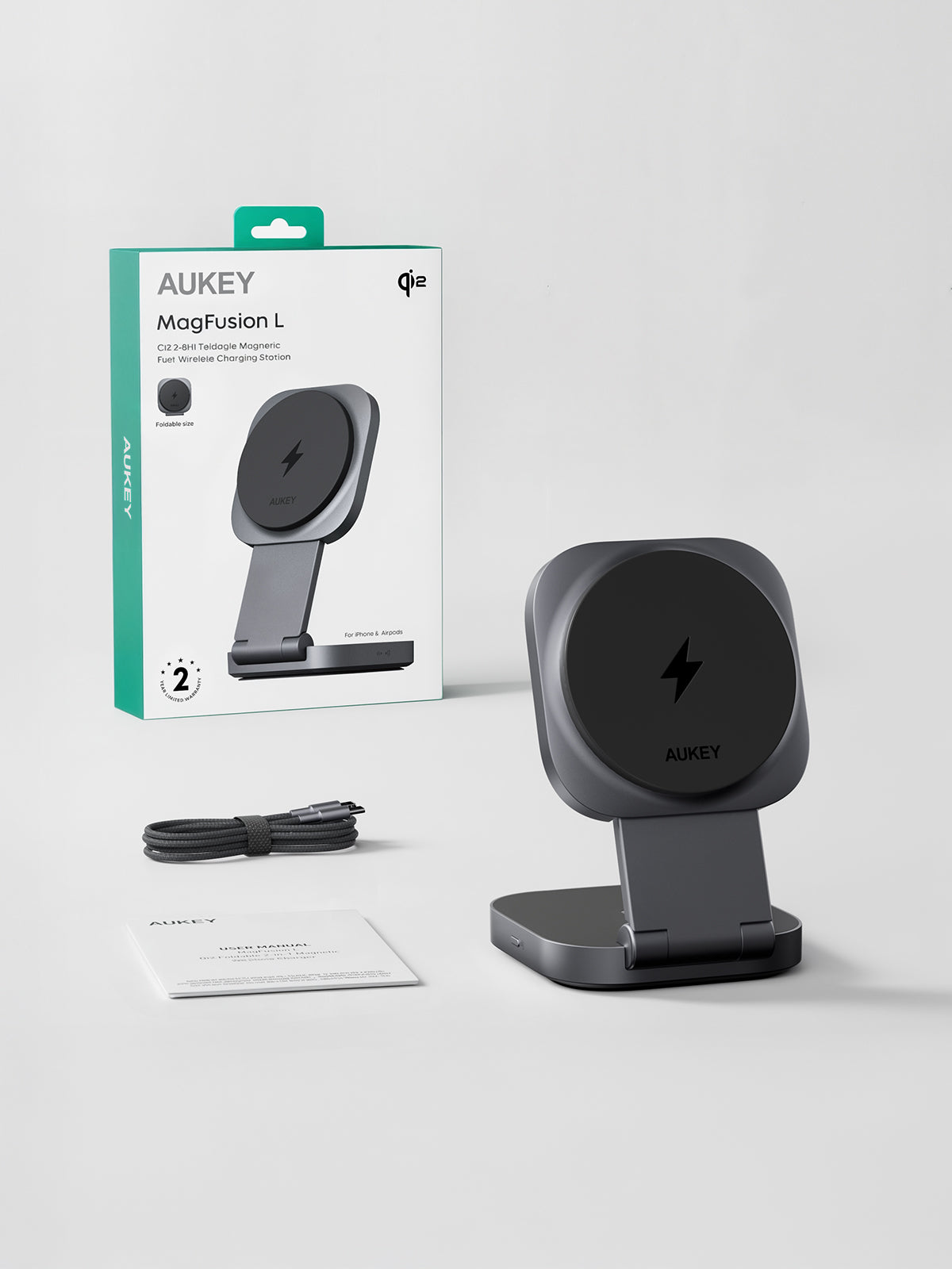 Aukey MagFusion L Qi2 Foldable 2 In 1 Magnetic Wireless Charger (LC-MC211) Tristar Online