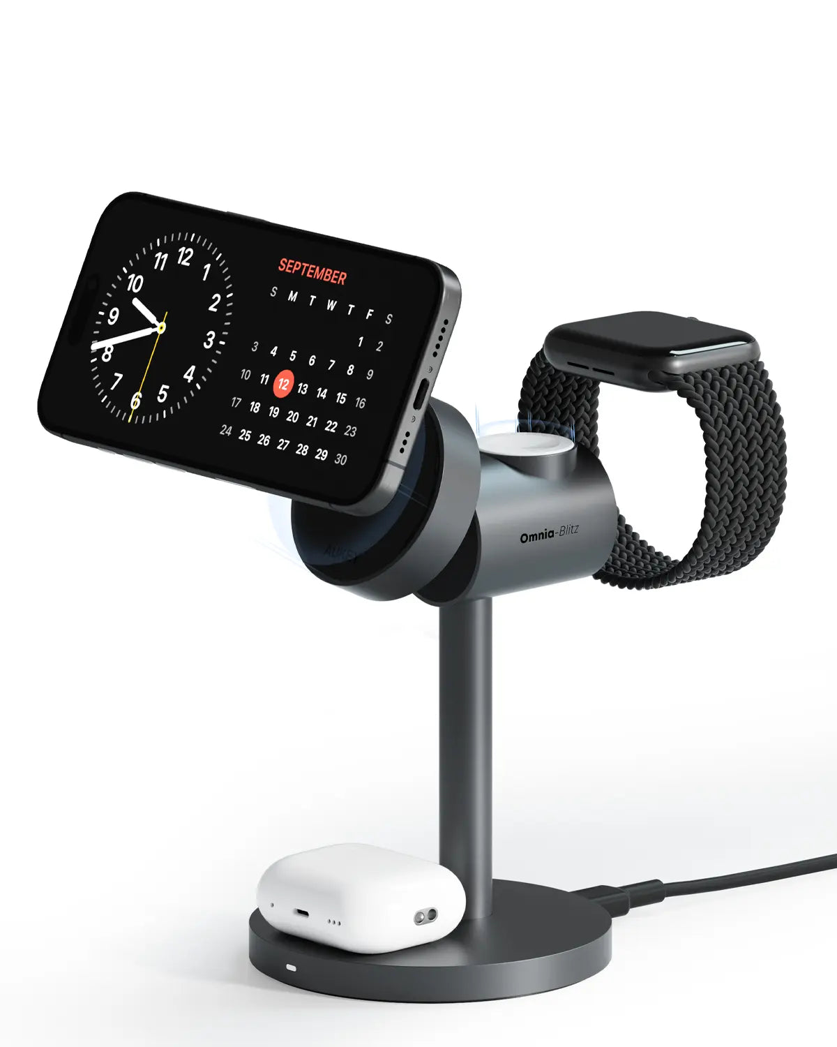 Aukey MagFusion 3-in-1 Qi2 Magnetic Fast Wireless Charging Station (LC-MC311) Tristar Online