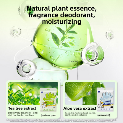 Pet wash-free cleaning gloves for dog bathing and deodorizing, cat dry cleaning wet wipes supplies, two packs. Tristar Online