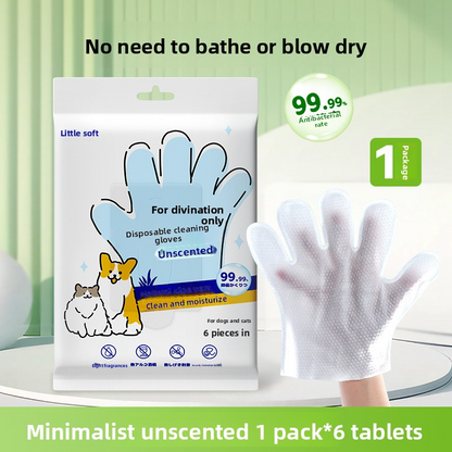 Pet wash-free cleaning gloves for dog bathing and deodorizing, cat dry cleaning wet wipes supplies, two packs. Tristar Online