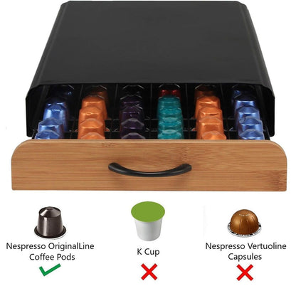 CARLA HOME Coffee Pods Holder Storage Drawer Compatible with 60 Nespresso Pods for Kitchen Storage & Organisation (Natural) Tristar Online