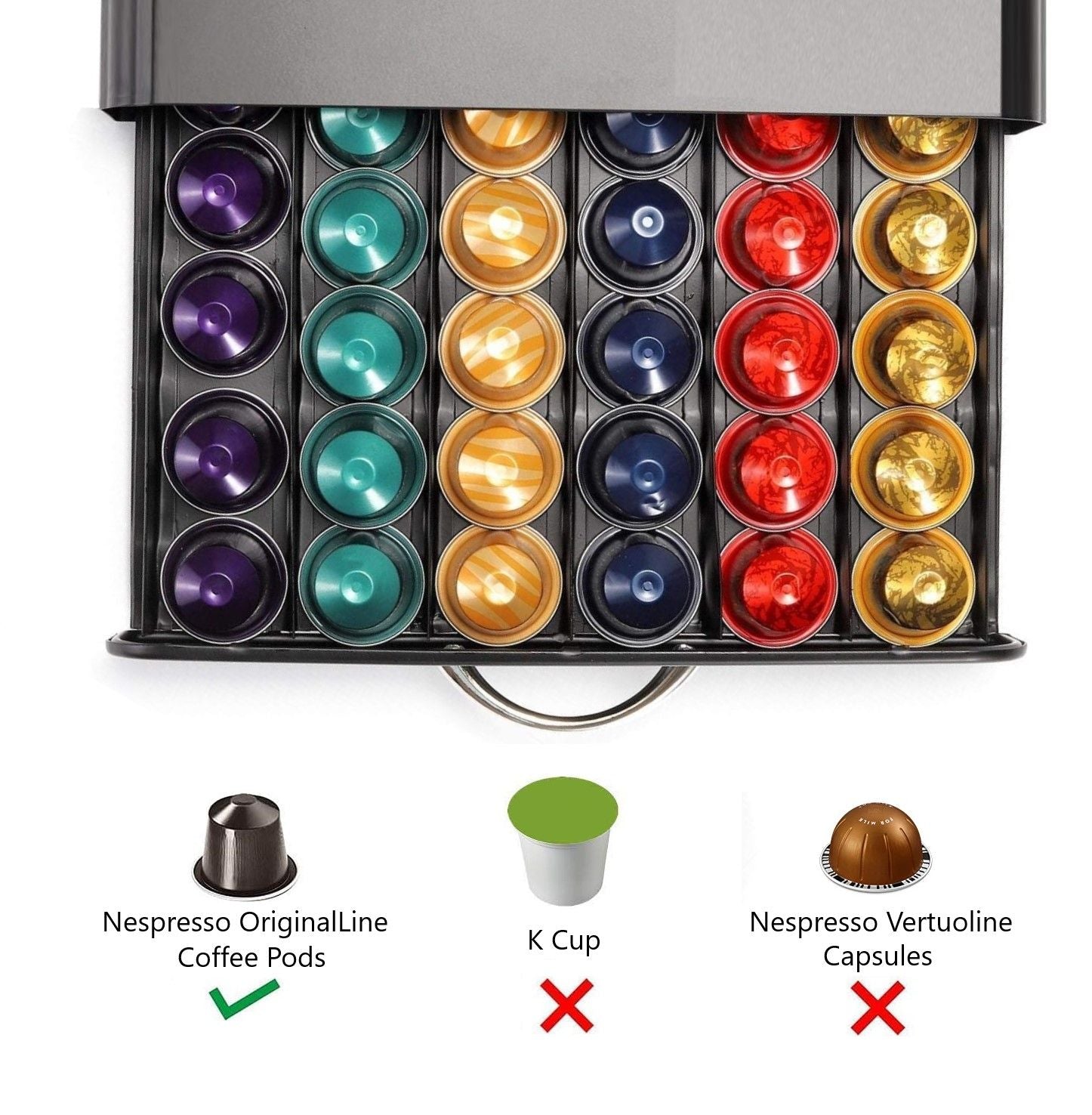 CARLA HOME Coffee Pods Holder Storage Drawer Compatible with 60 Nespresso Pods for Kitchen Storage & Organisation (Black) Tristar Online
