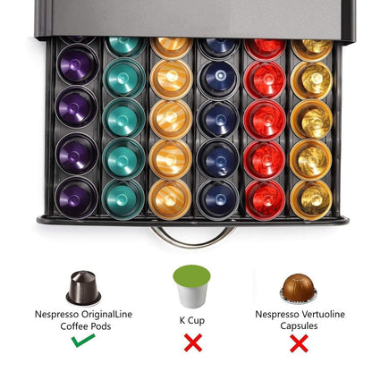 CARLA HOME Coffee Pods Holder Storage Drawer Compatible with 60 Nespresso Pods for Kitchen Storage & Organisation (Black) Tristar Online