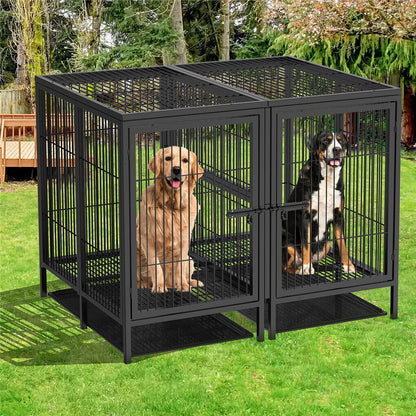 52 XXXL Heavy Duty Dog Cage Large Breed Kennel on Wheels Tristar Online