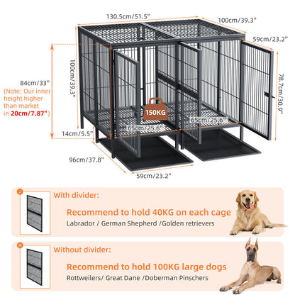 52 XXXL Heavy Duty Dog Cage Large Breed Kennel on Wheels Tristar Online