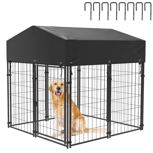 Outdoor Dog Kennel XS Pet Cage with Roof & Cover 127x120x134cm Tristar Online