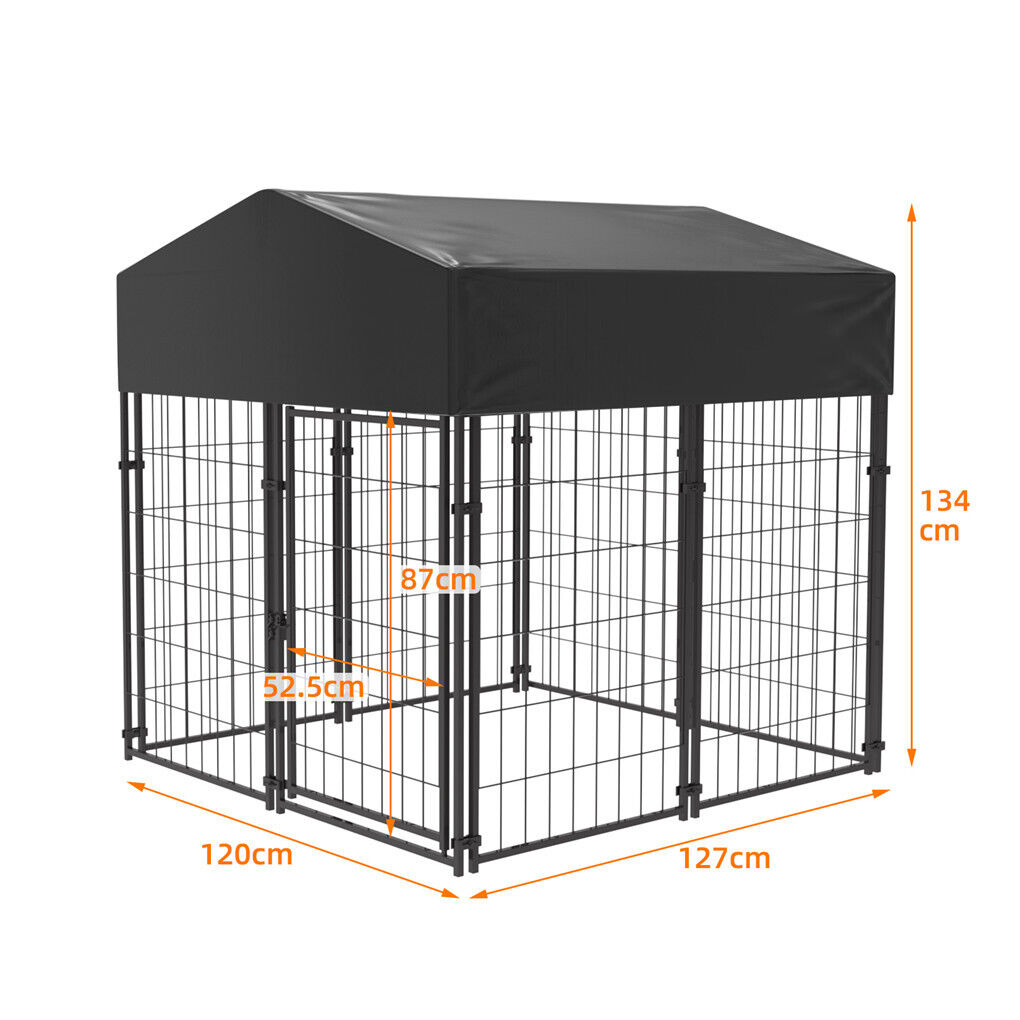 Outdoor Dog Kennel XS Pet Cage with Roof & Cover 127x120x134cm Tristar Online