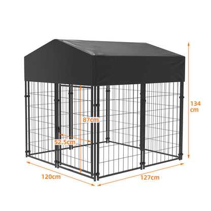 Outdoor Dog Kennel XS Pet Cage with Roof & Cover 127x120x134cm Tristar Online