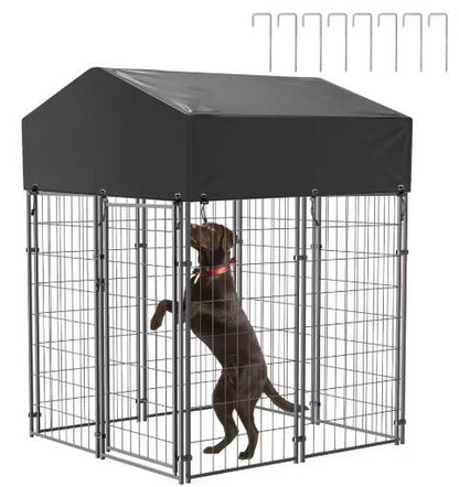 Small Outdoor Dog Kennel Pet Cage with Roof Cover 125x120x165cm Tristar Online