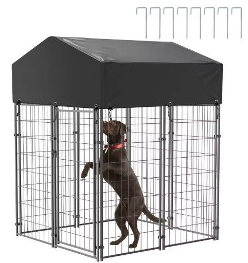 Small Outdoor Dog Kennel Pet Cage with Roof Cover 125x120x165cm Tristar Online