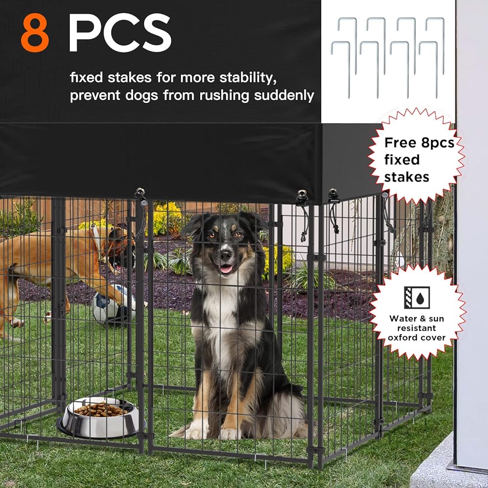 Small Outdoor Dog Kennel Pet Cage with Roof Cover 125x120x165cm Tristar Online
