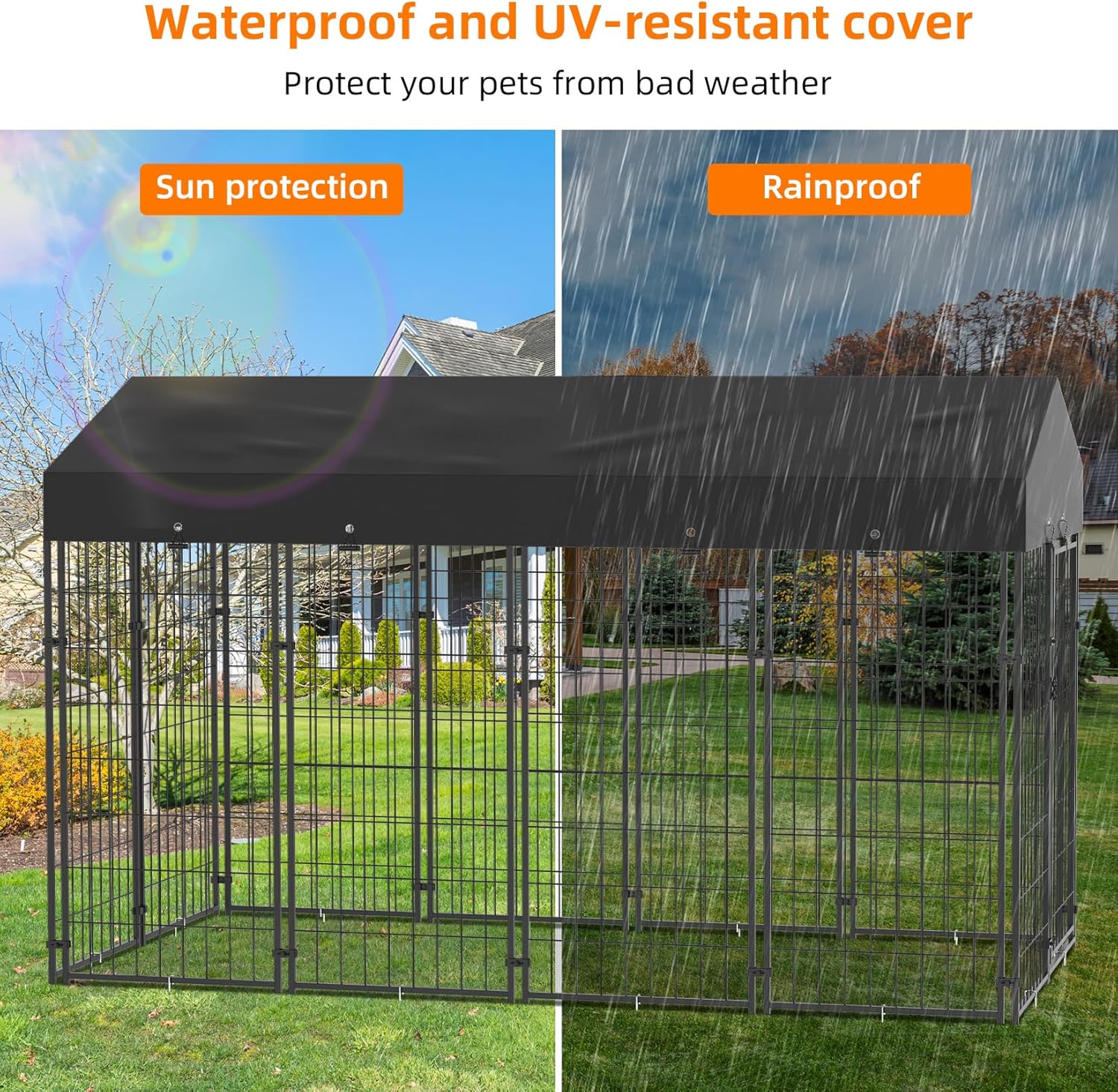 Small Outdoor Dog Kennel Pet Cage with Roof Cover 125x120x165cm Tristar Online