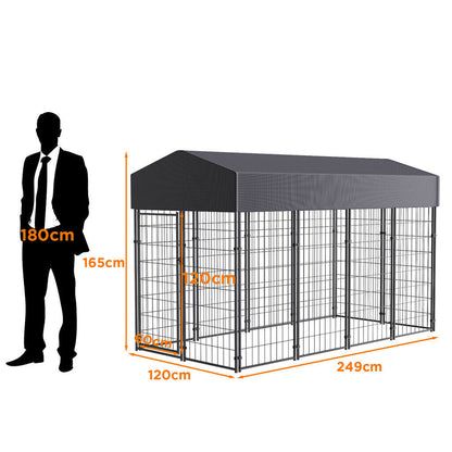 Large Outdoor Dog Kennel 250x120x165cm Pet Cage with Roof Tristar Online