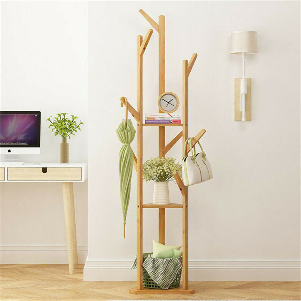 Bamboo Coat Rack Stand with Umbrella Holder - Hanging Storage Tristar Online