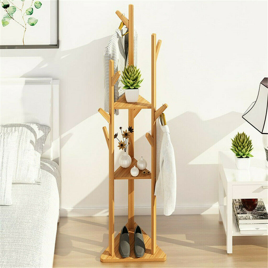 Bamboo Coat Rack Stand with Umbrella Holder - Hanging Storage Tristar Online