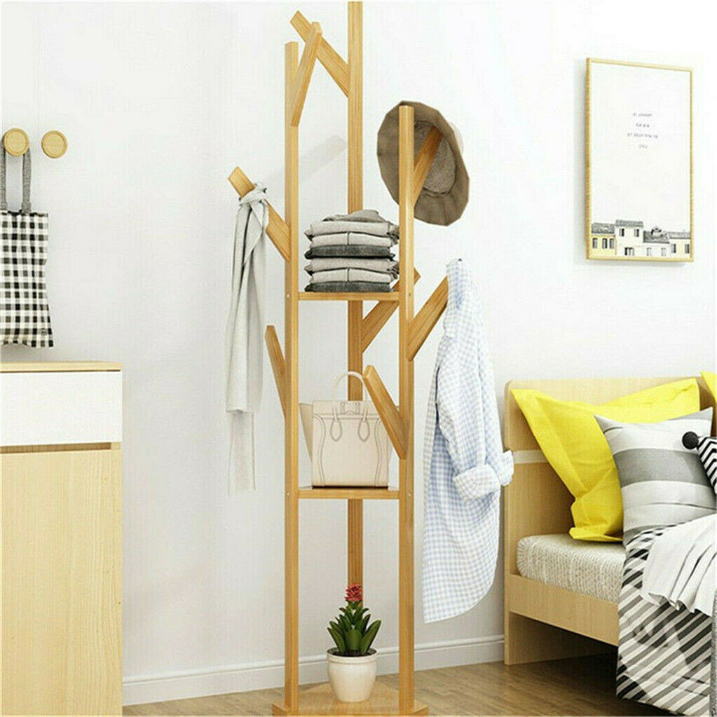 Bamboo Coat Rack Stand with Umbrella Holder - Hanging Storage Tristar Online