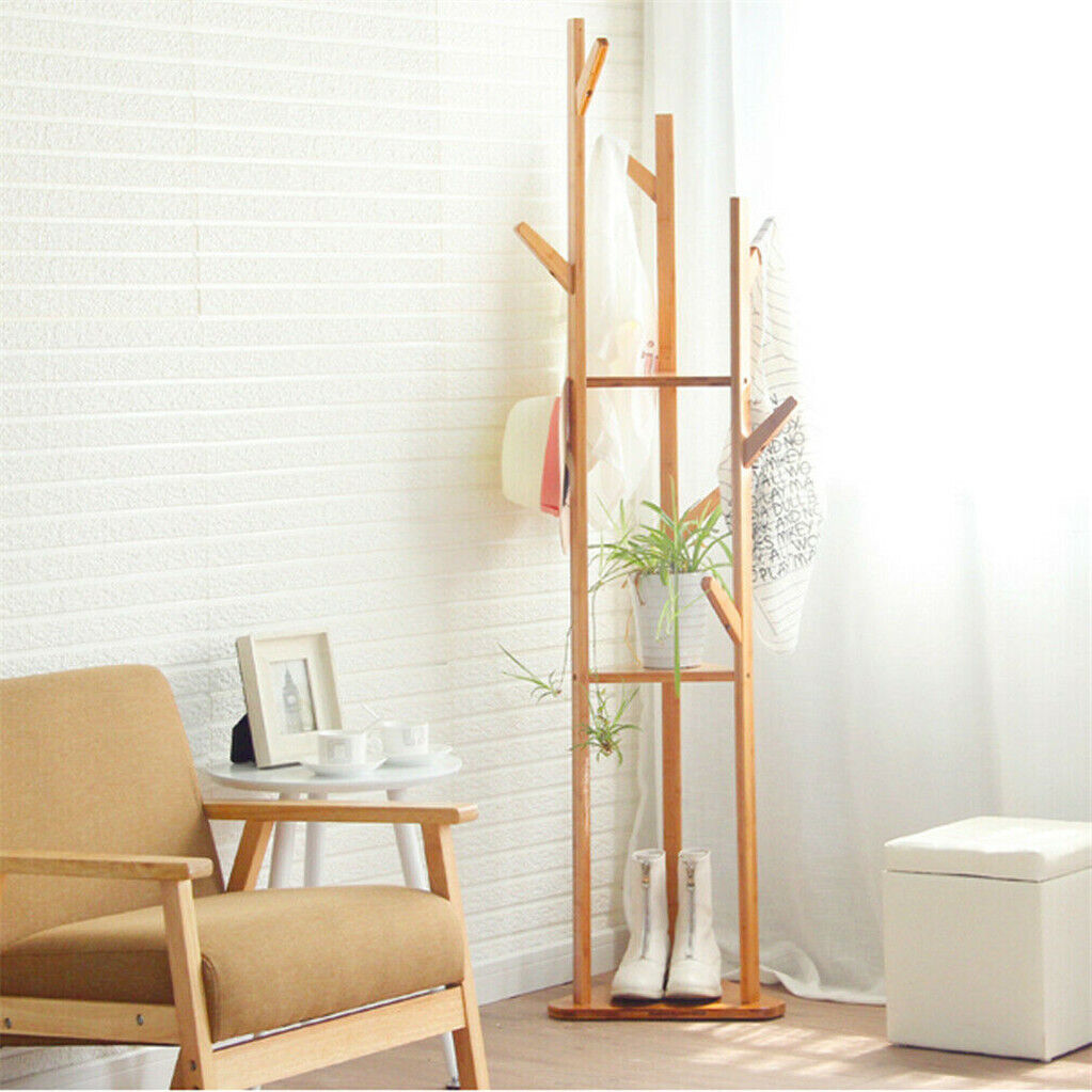 Bamboo Coat Rack Stand with Umbrella Holder - Hanging Storage Tristar Online