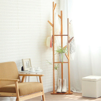 Bamboo Coat Rack Stand with Umbrella Holder - Hanging Storage Tristar Online