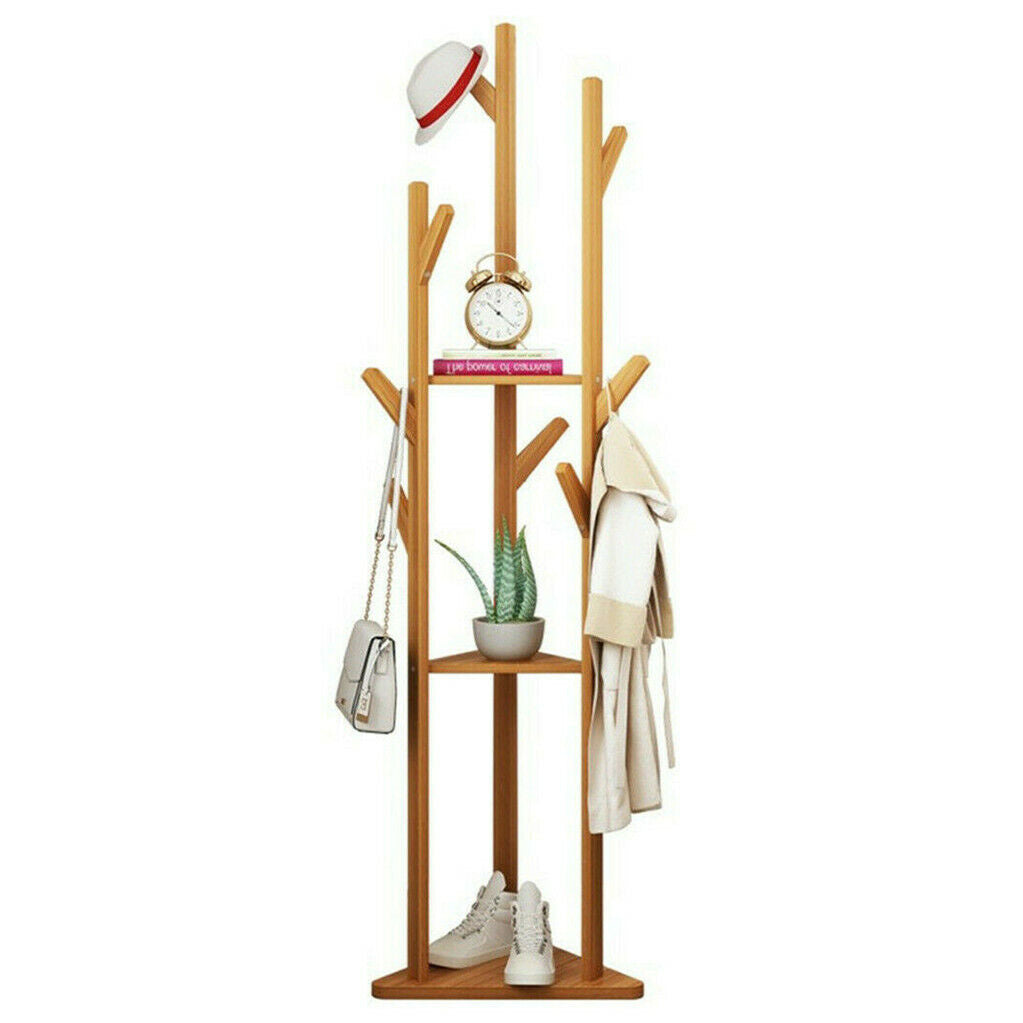Bamboo Coat Rack Stand with Umbrella Holder - Hanging Storage Tristar Online
