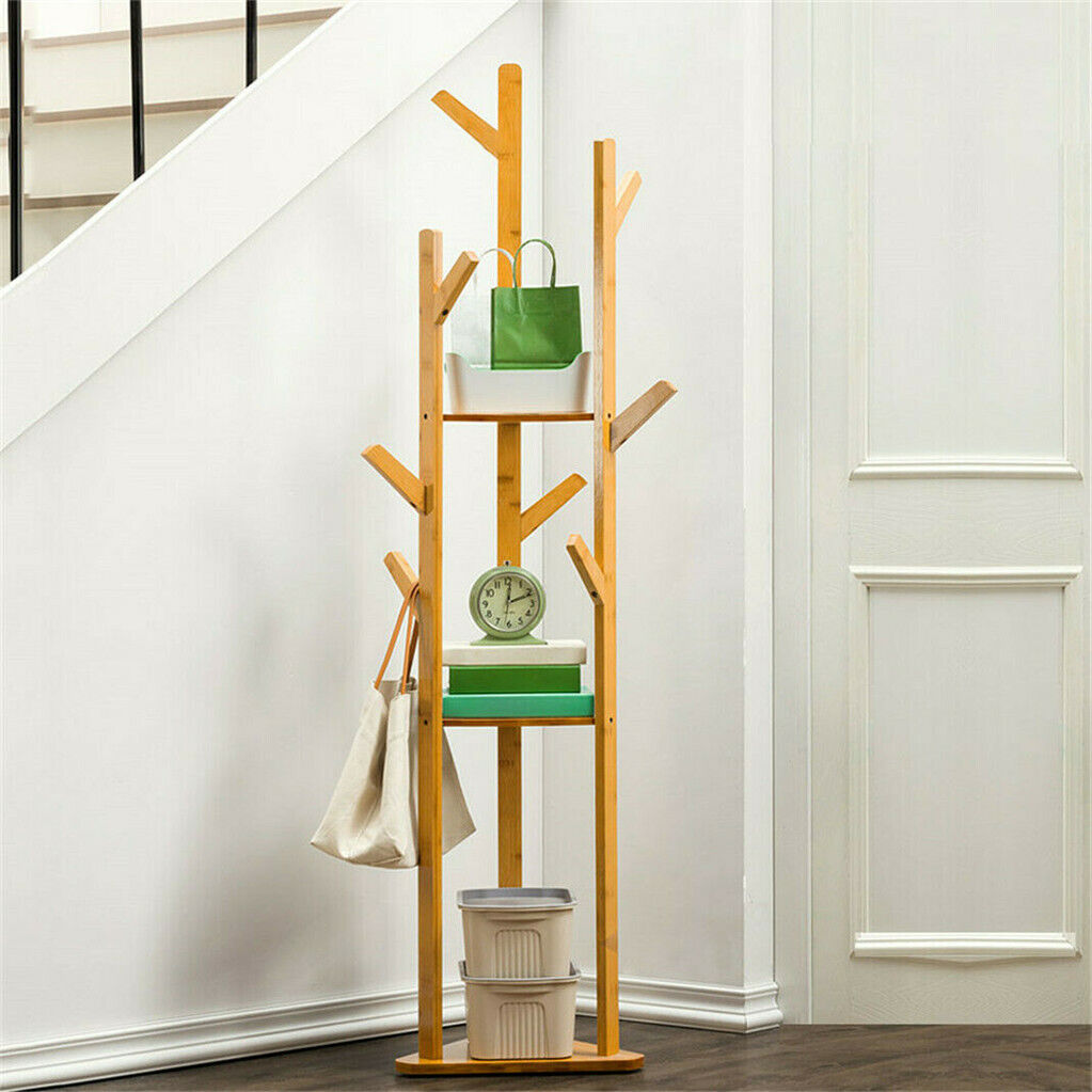 Bamboo Coat Rack Stand with Umbrella Holder - Hanging Storage Tristar Online