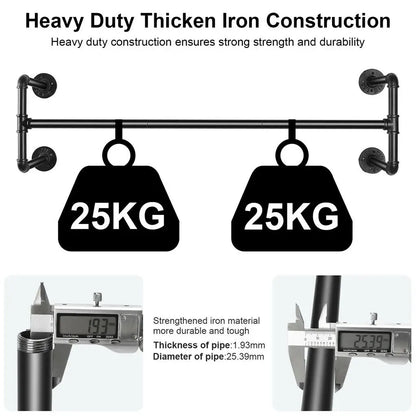 Iron Wall Mounted Clothes Rack with Shelf Garment Display