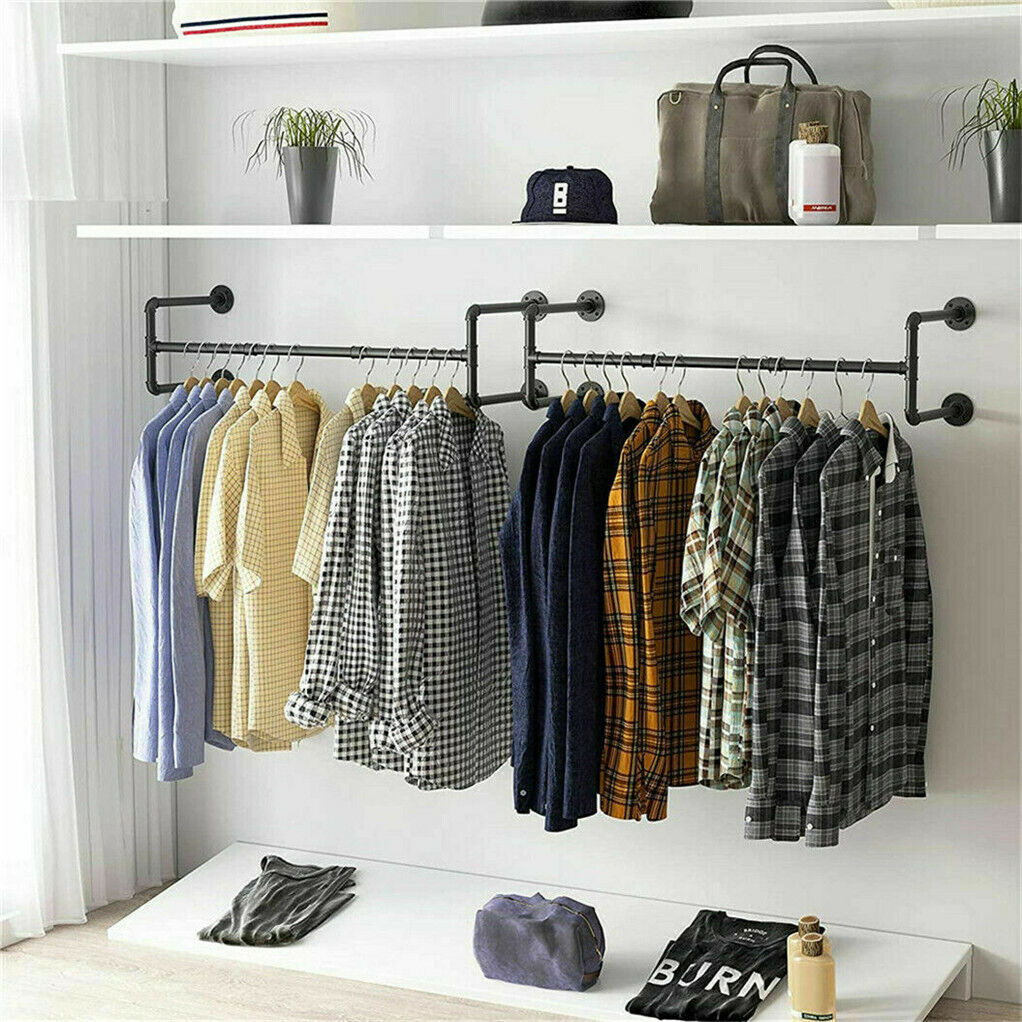 Iron Wall Mounted Clothes Rack with Shelf Garment Display Tristar Online