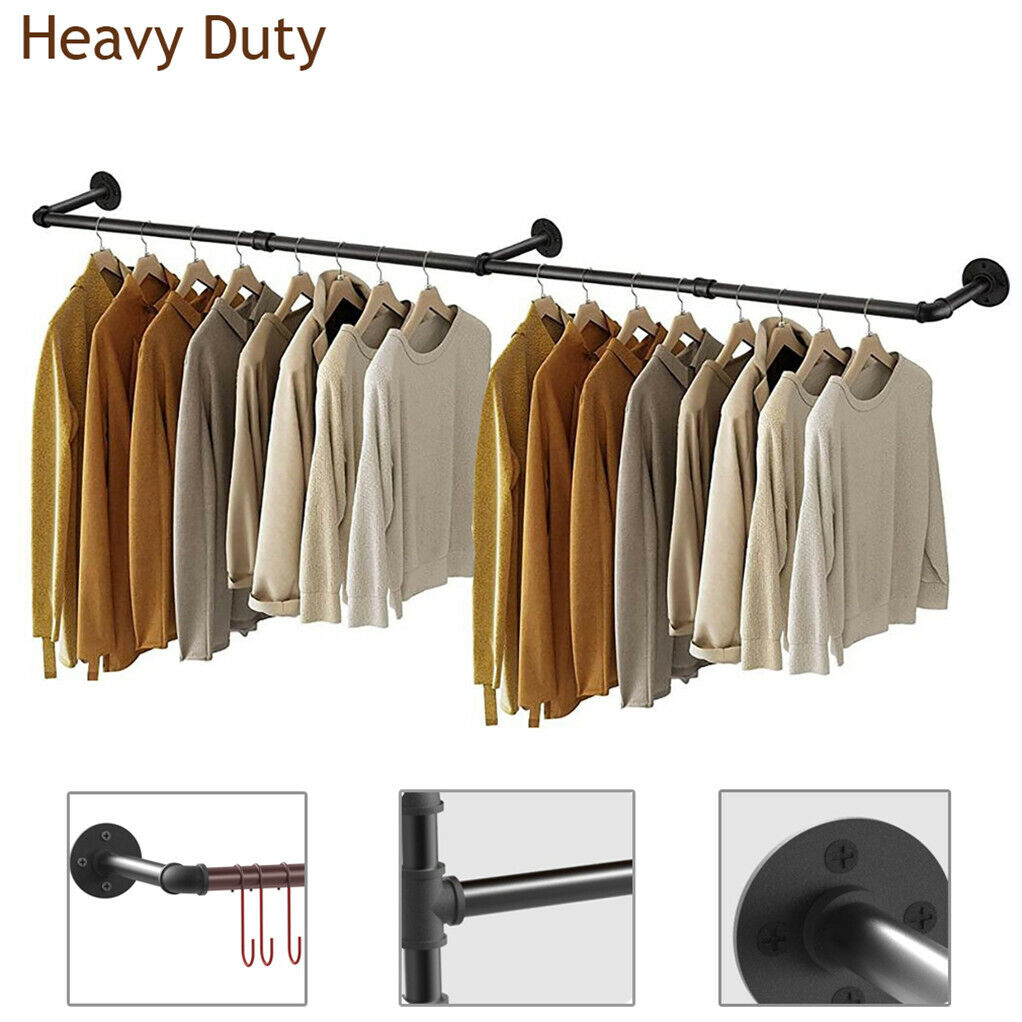 Industrial Iron Pipe Clothes Rail Vintage Wall Shelf Tristar Online