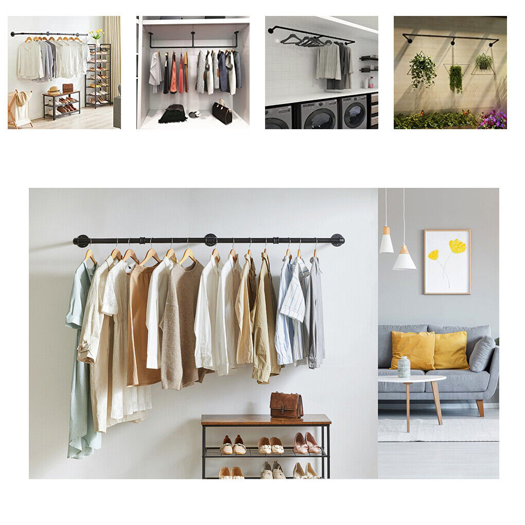 Industrial Iron Pipe Clothes Rail Vintage Wall Shelf Tristar Online