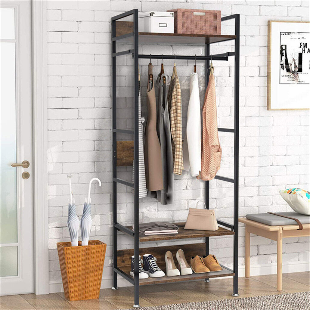 Metal Garment Rack Coat Stand MDF & Iron Organizer Tristar Online
