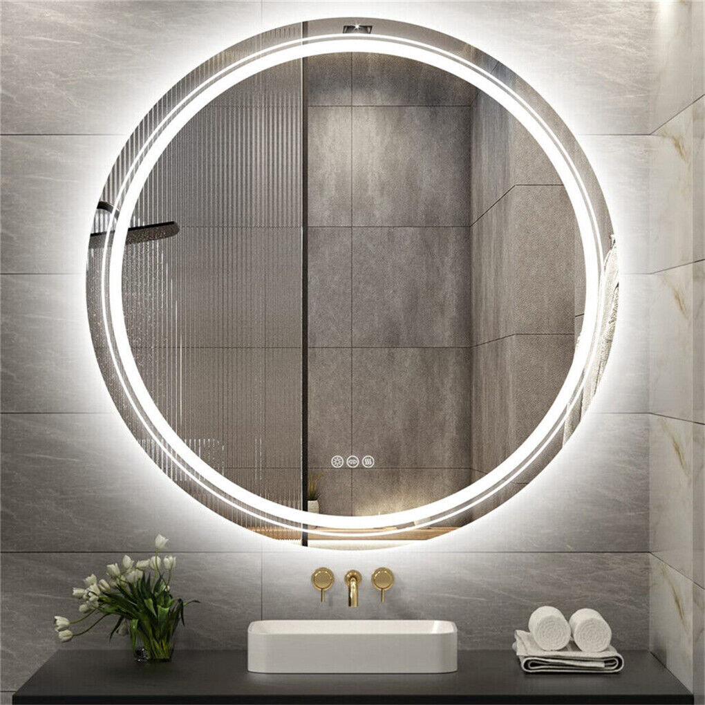 80cm LED Bathroom Mirror Anti-fog Circle Backlit HD Tristar Online