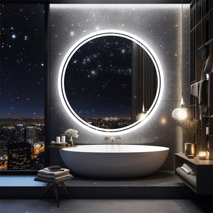 80cm LED Bathroom Mirror Anti-fog Circle Backlit HD Tristar Online