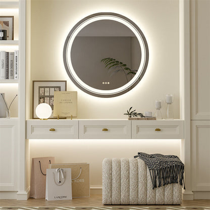 80cm LED Bathroom Mirror Anti-fog Circle Backlit HD Tristar Online