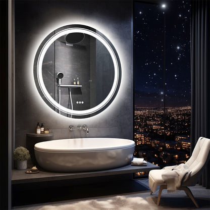 80cm LED Bathroom Mirror Anti-fog Circle Backlit HD Tristar Online