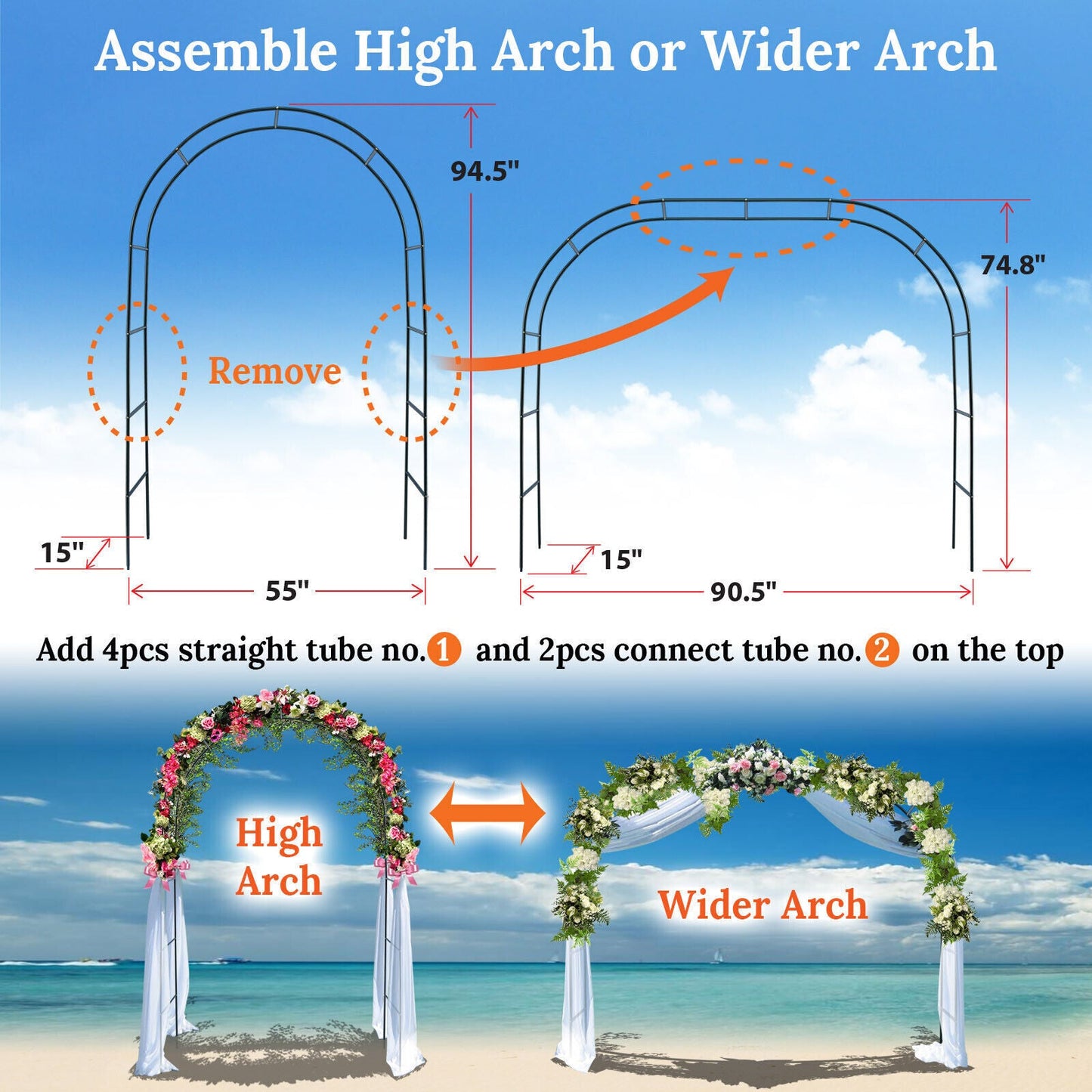 Metal Garden Arch Trellis Iron Plant Support Outdoor Climbing Tristar Online