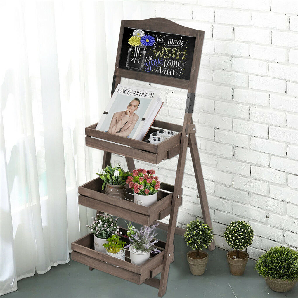 Vintage Wooden Chalkboard Easel 38x50CM with 3 Shelves Tristar Online